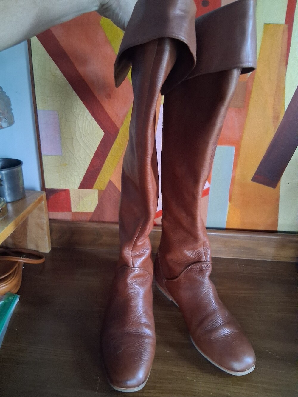 Women's Tall Brown Leather Riding Boots - Classic Style Via Spiga size 9 1/2